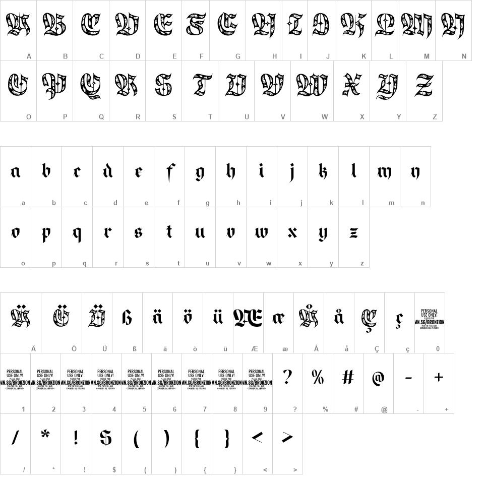 Bronzion Deco font