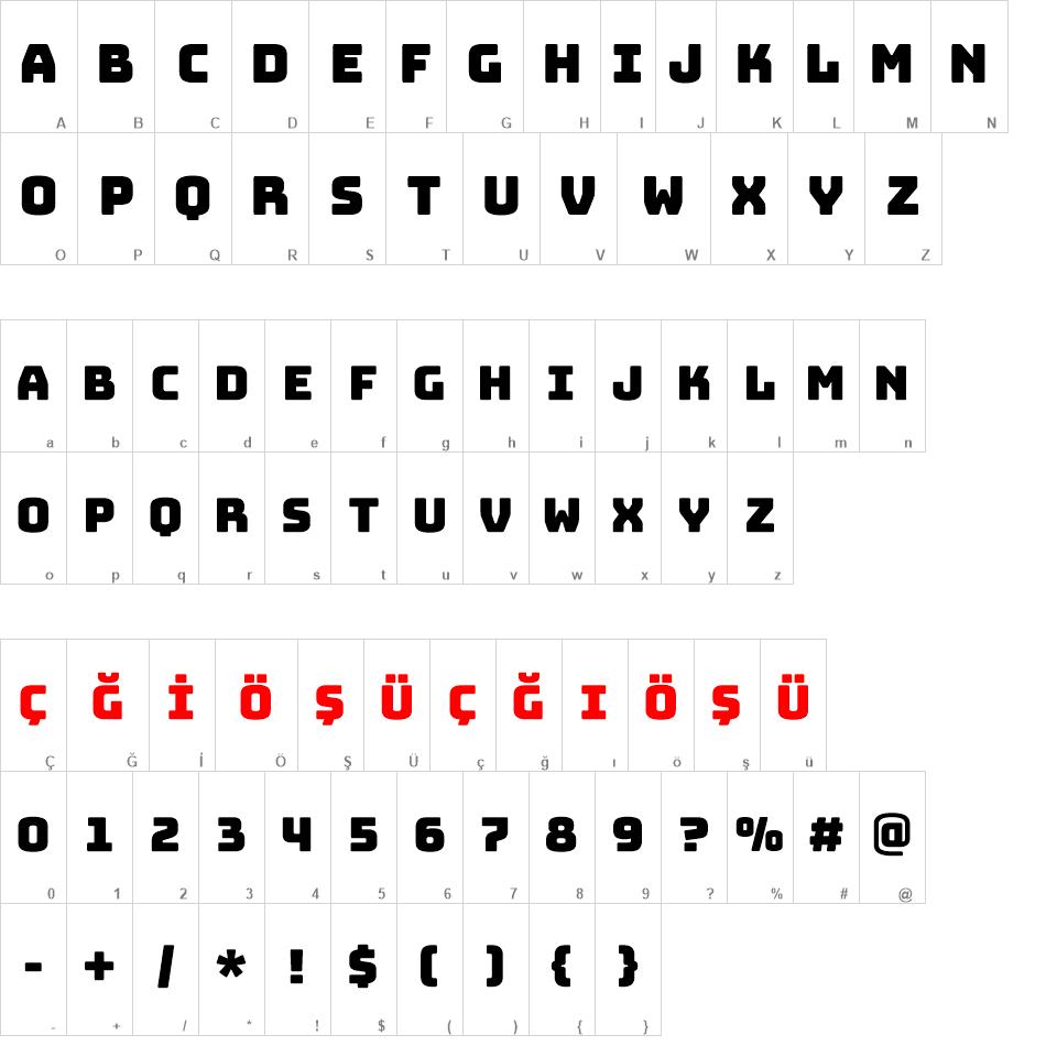 Bungee Tabela fontu font