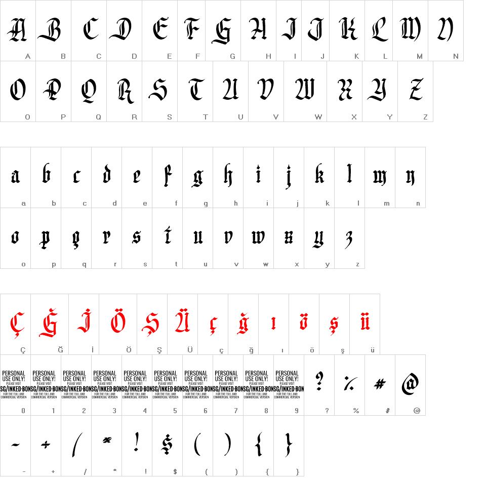 Inked Bones font