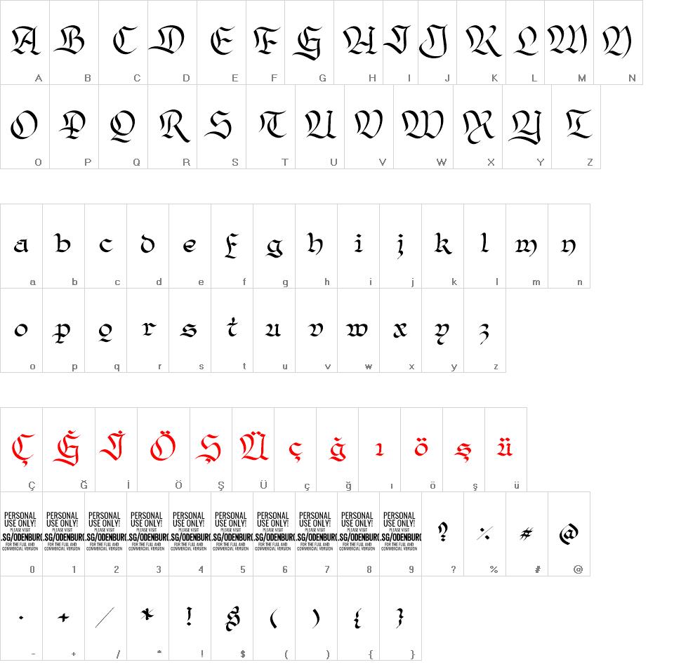 Odenburgh font