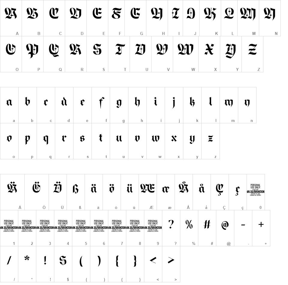 Bronzion Castle font