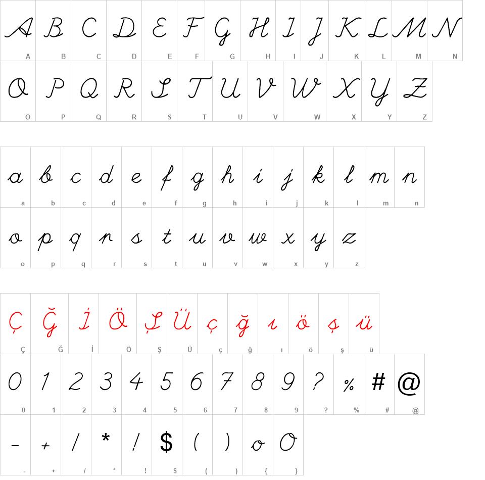 Hand writing mutlu font