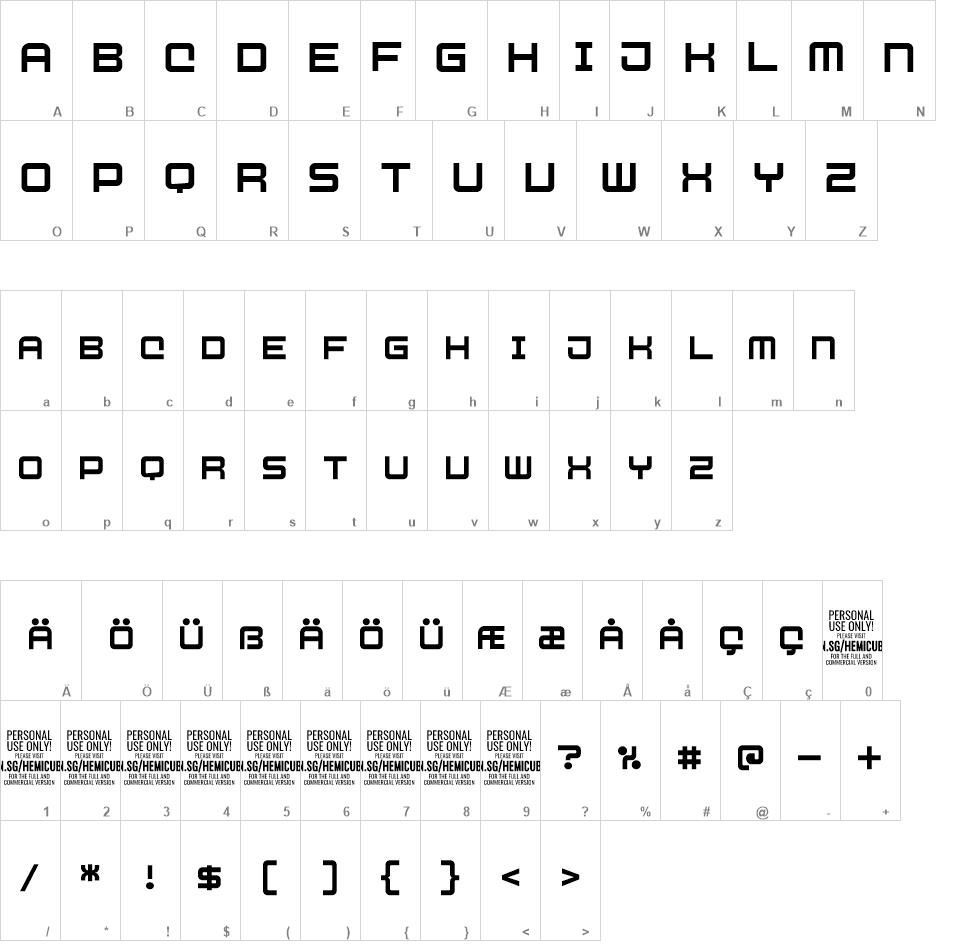 Hemicube font