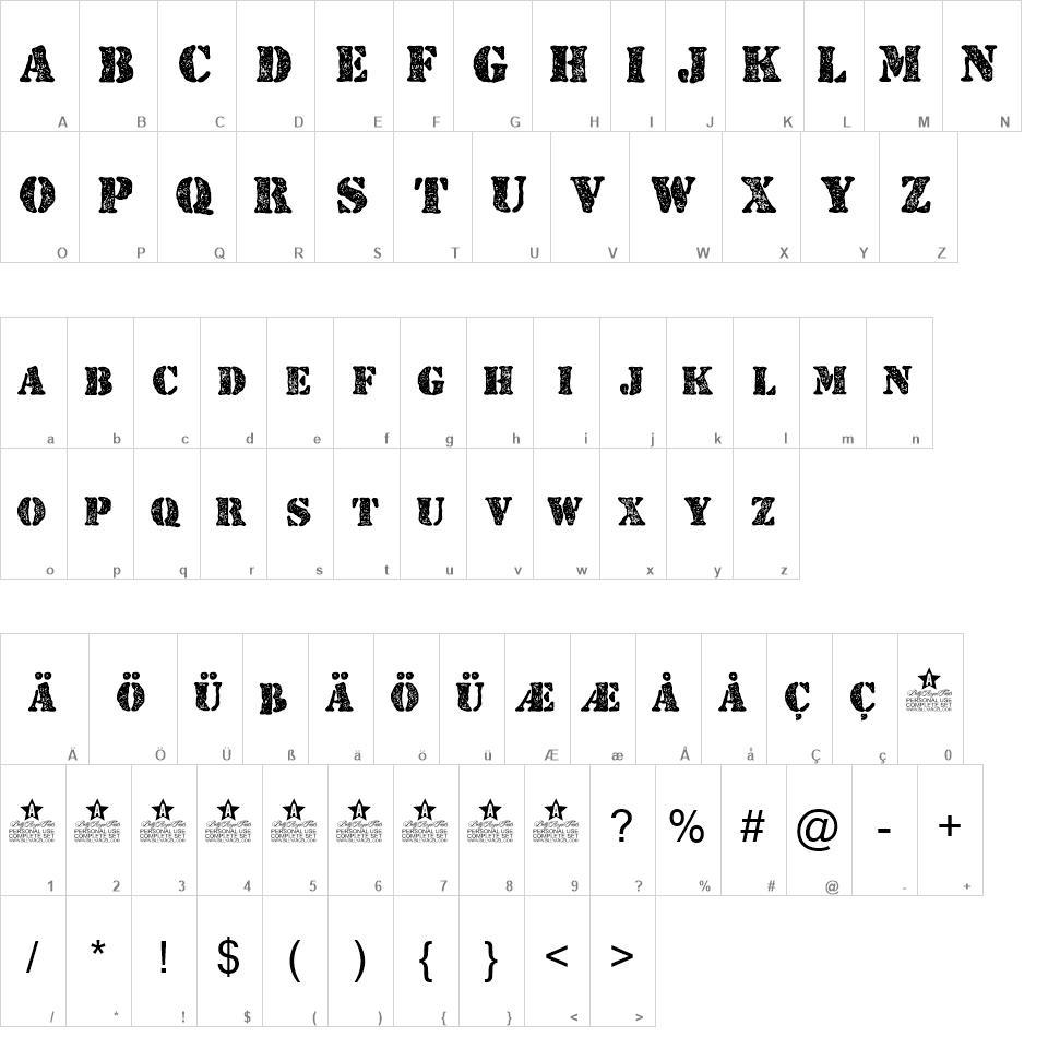 Stamped font