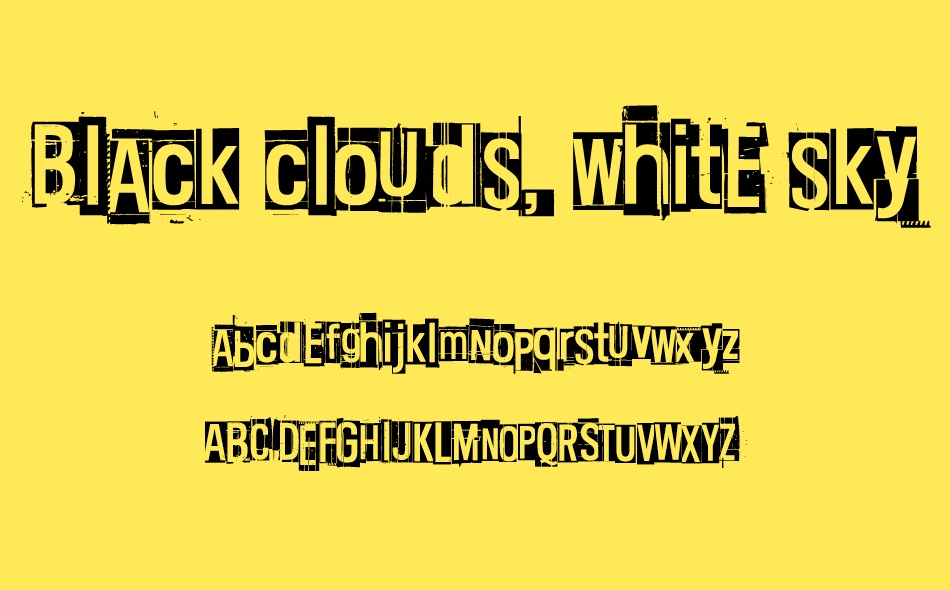 Black clouds, white sky font
