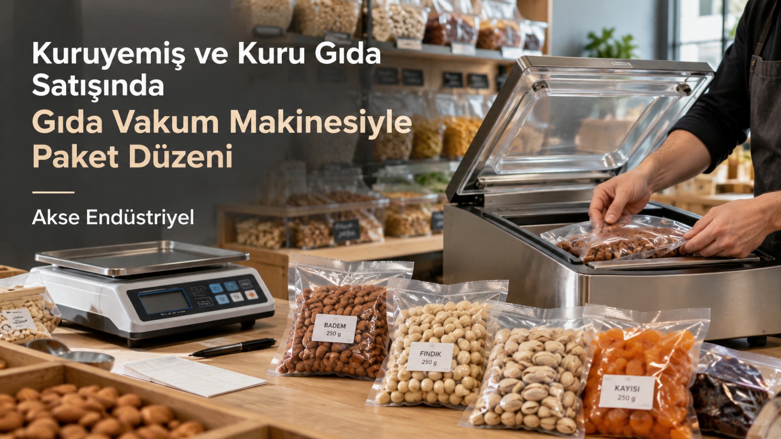 Kuruyemiş ve Kuru Gıda Satışında Gıda Vakum Makinesiyle Paket Düzeni
